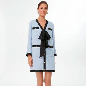 Pomander Place | Size M | Light Blue Coco Tweed Bow Dress